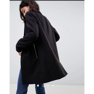 asos design boyfriend coat with zip pocket